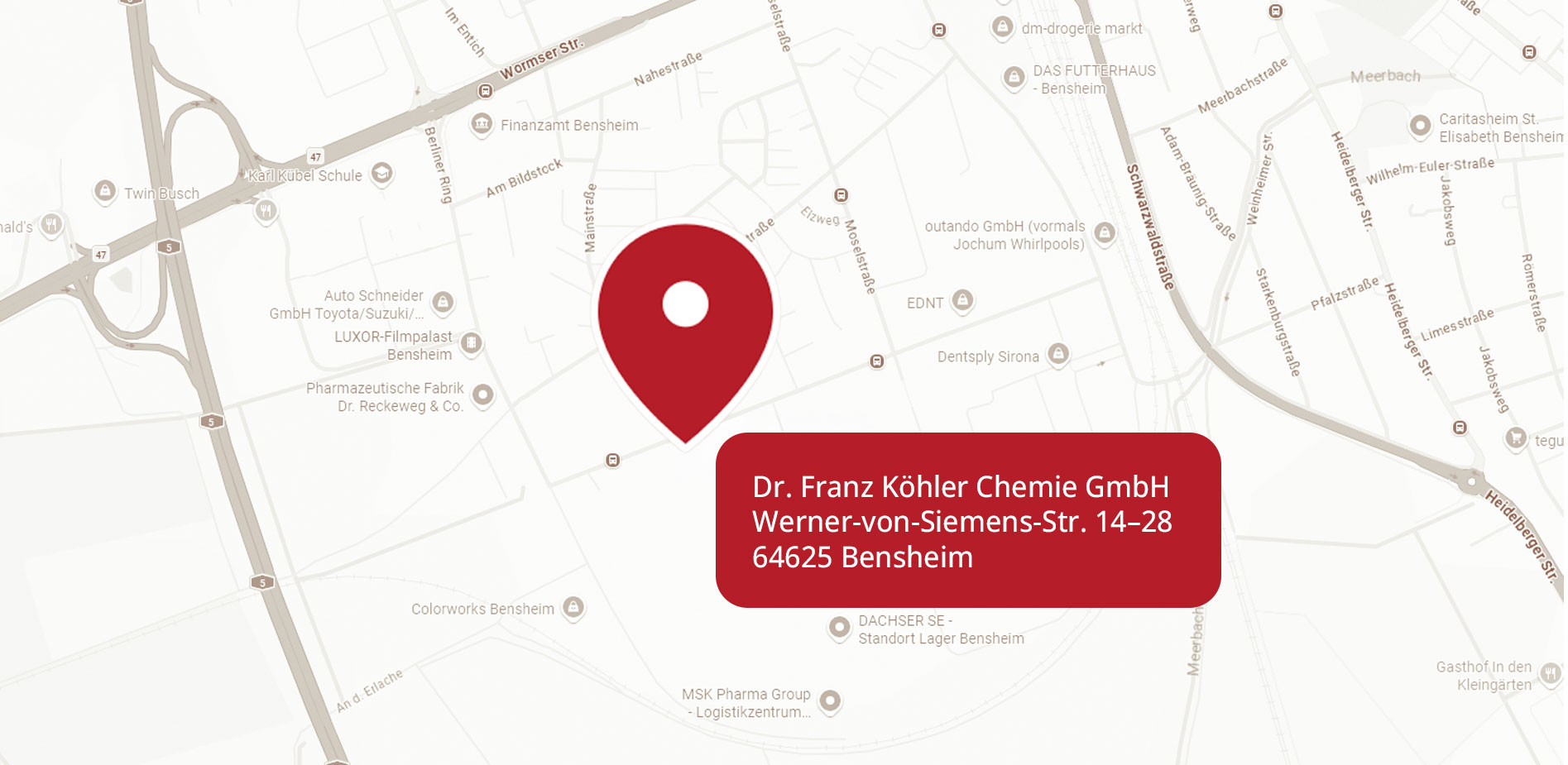 Map: Werner-von-Siemens-Str. 14-28, 64625 Bensheim